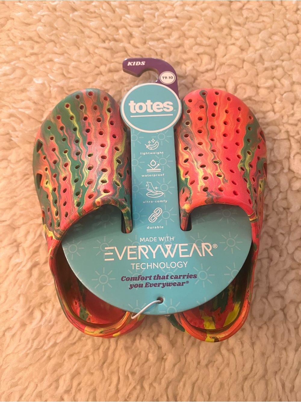 NWT Totes Kids Everywear Splash & Play Clogs - Mutli-Color Toddler Size 9/10